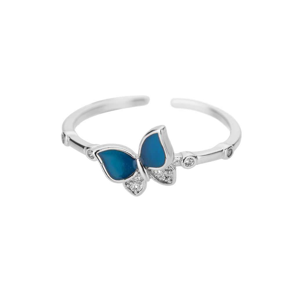 Blue Butterfly Crystal Accent Ring