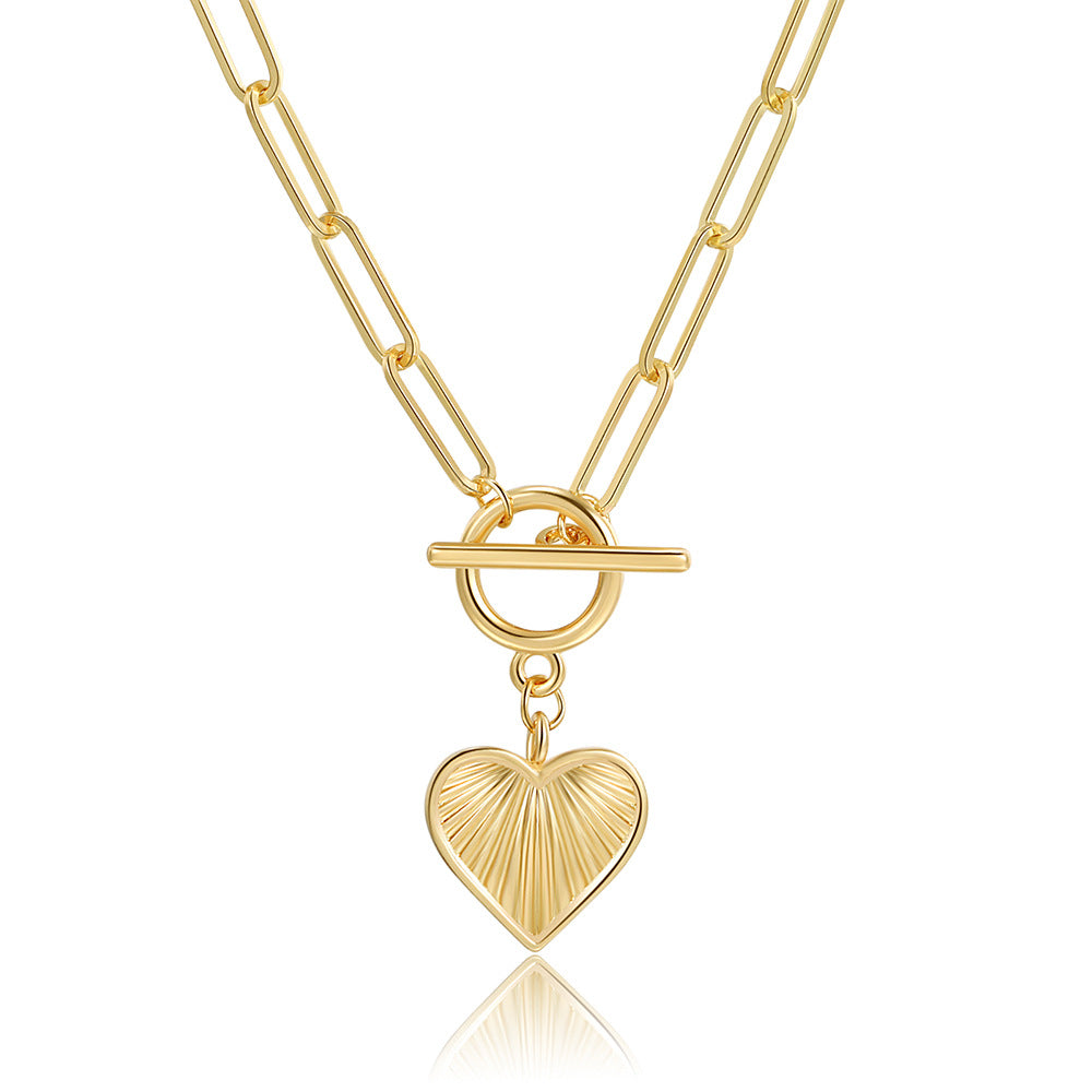 Chunky Heart Pendant Chain Necklace