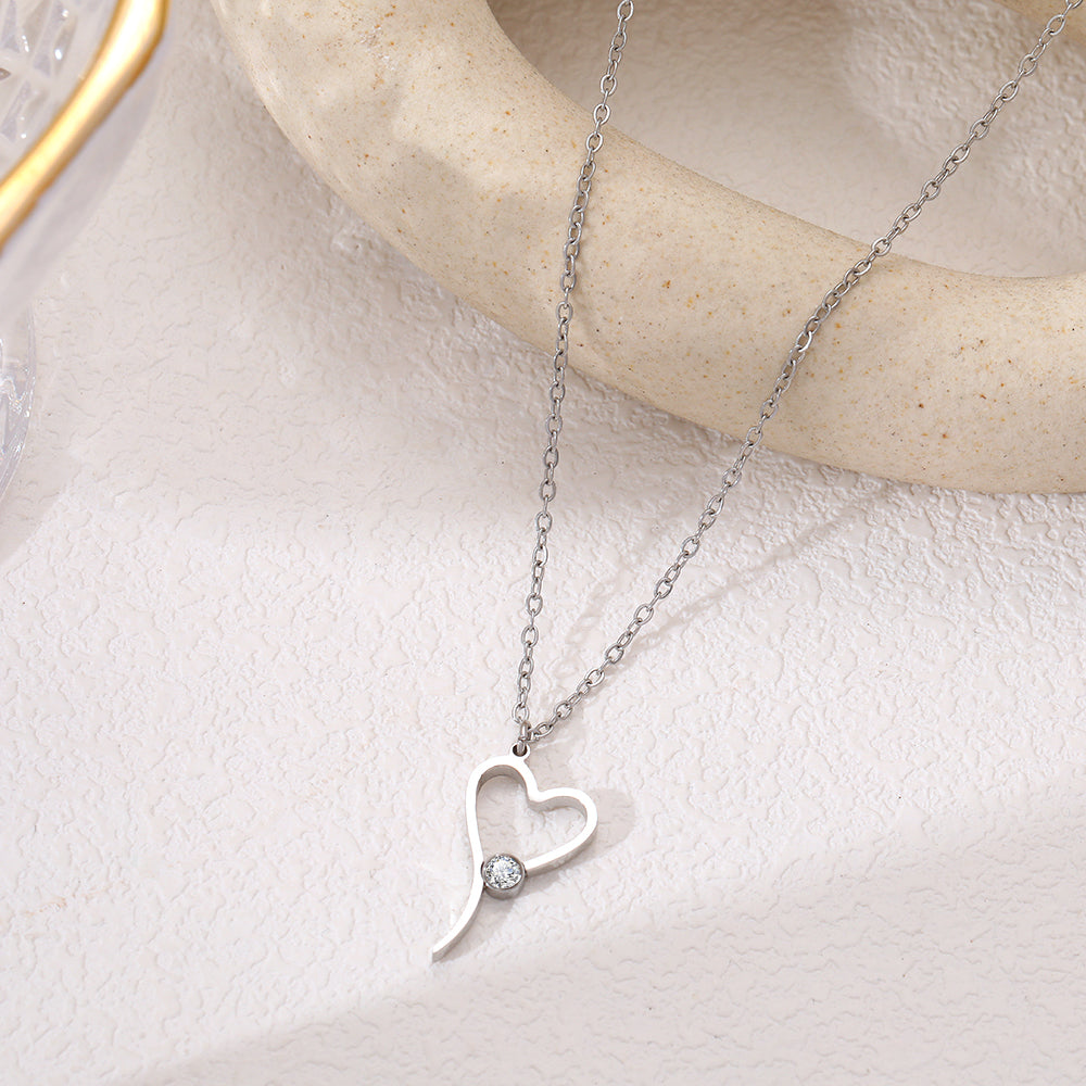 Asymmetrical Heart Pendant Necklace
