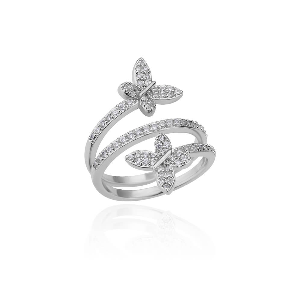 Triple Band Butterfly Pavé Ring