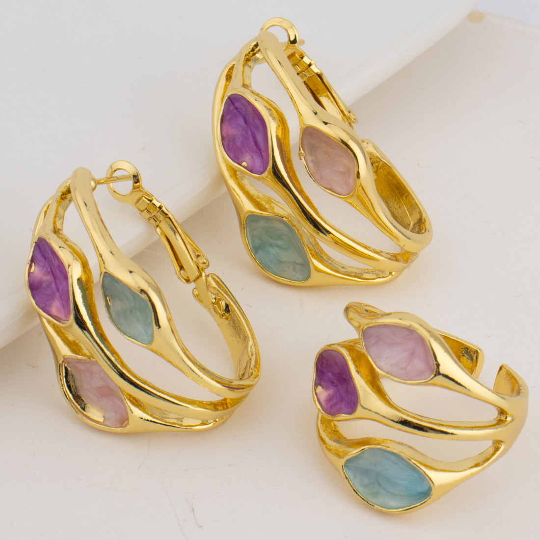 Colorful Earrings & Ring Set for Women