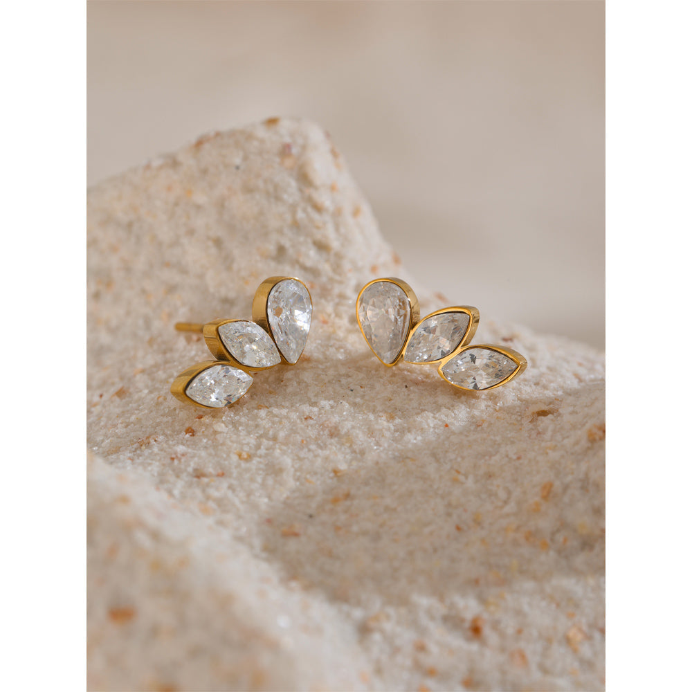 Teardrop Leaf Climber Earrings