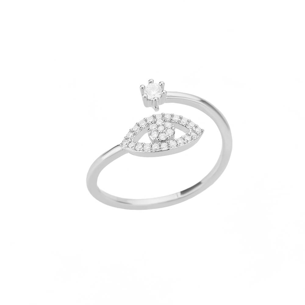 Open Gold Ring with Diamond Eye Accent