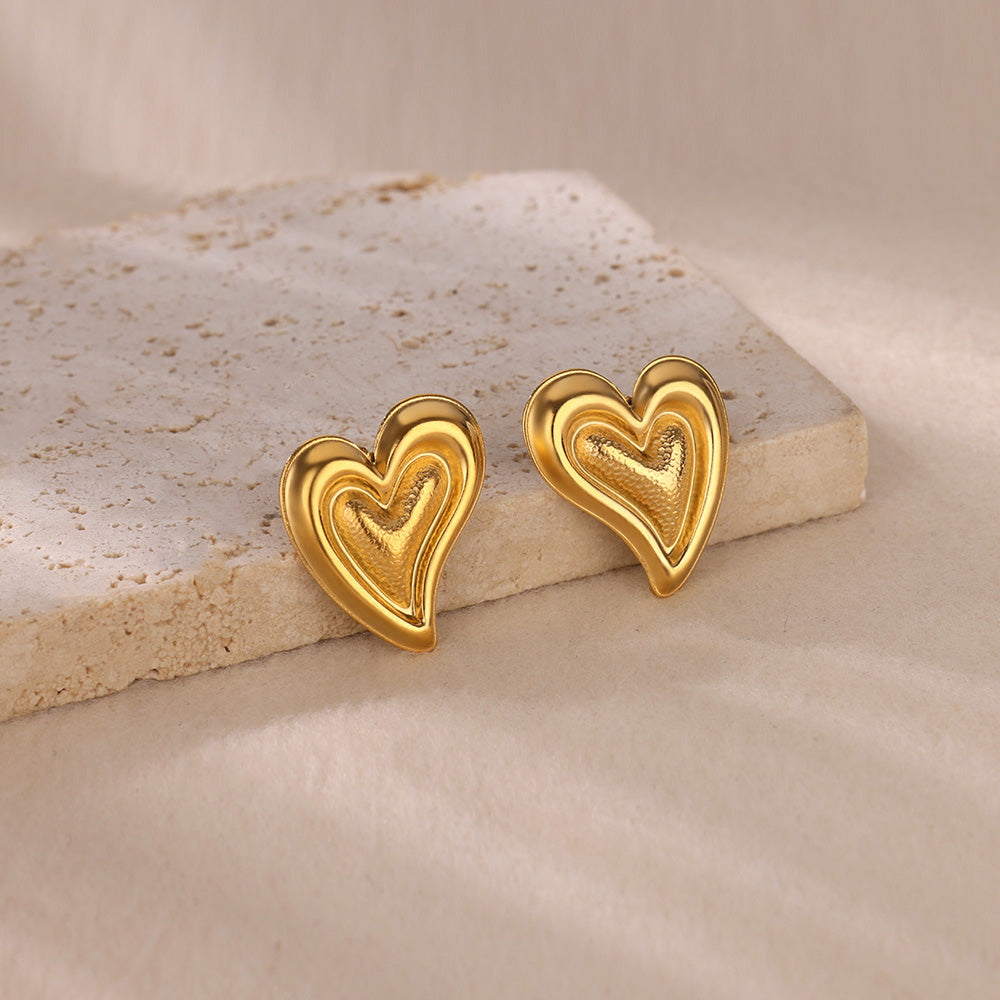 Textured Heart Hoop Earrings