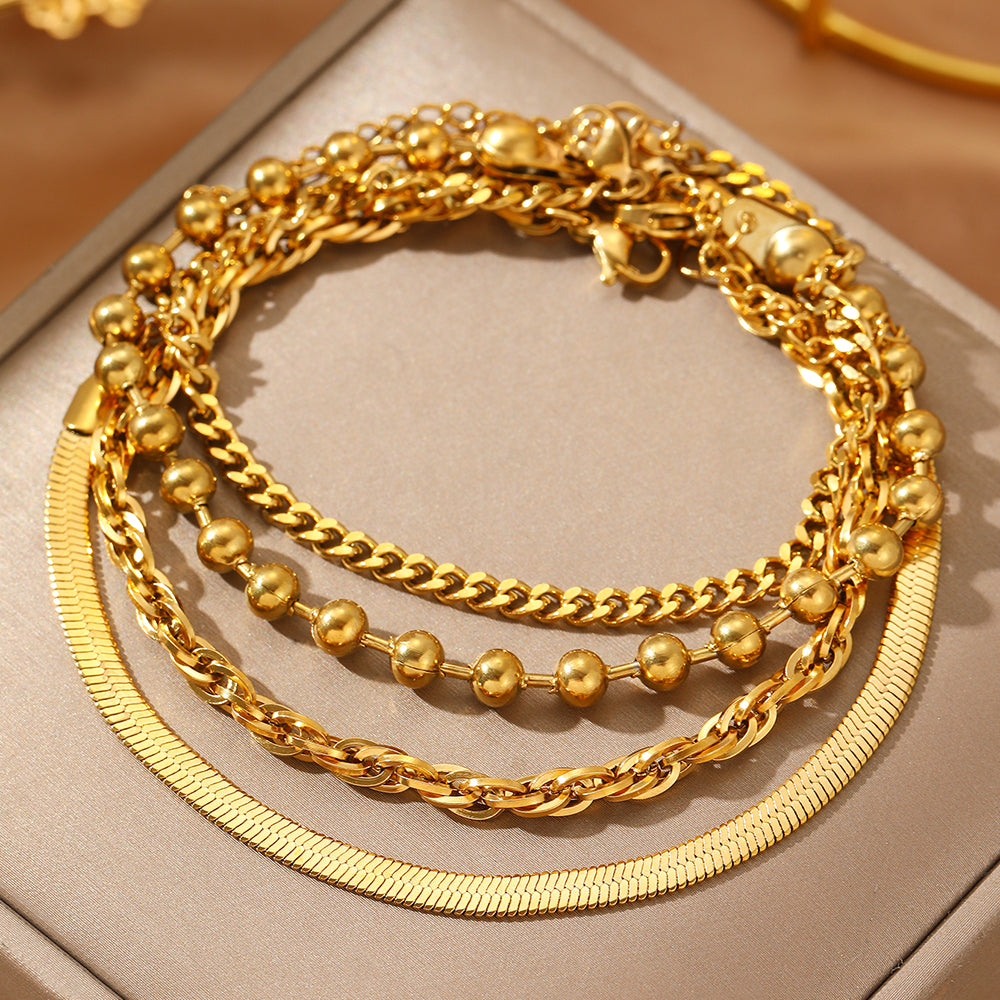 4pc Mixed Chain Bracelet Set