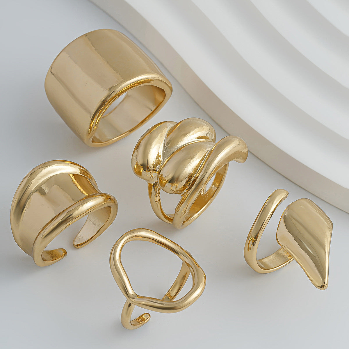 Gold & Silver Geometric Cuff Ring