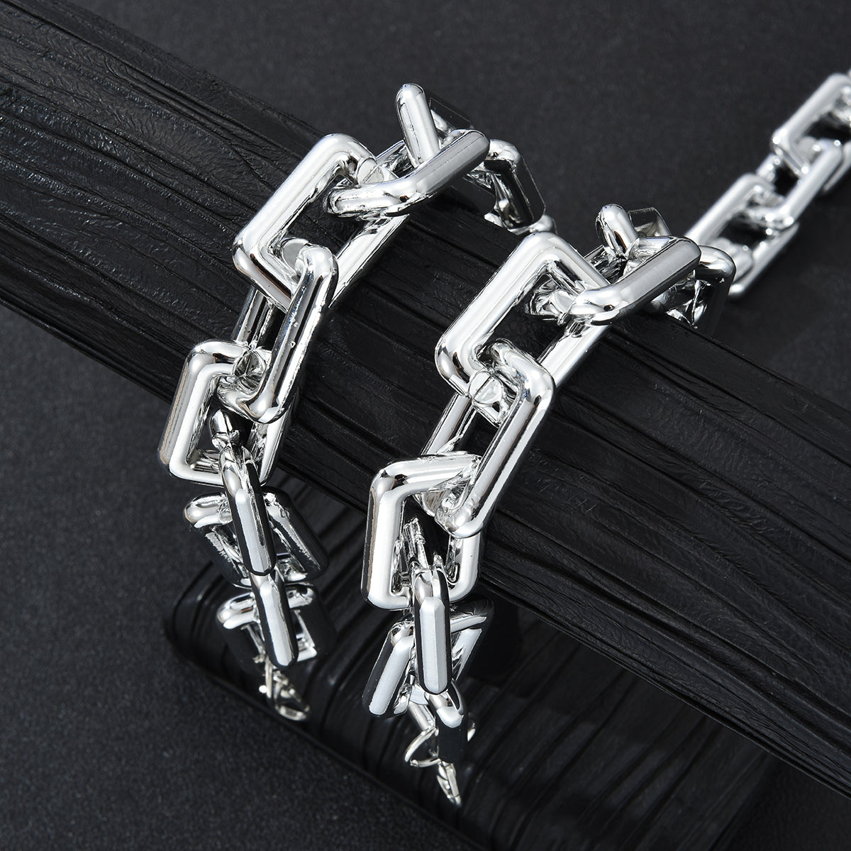 2pc Thick Paperclip Chain Necklace & Bracelet Set