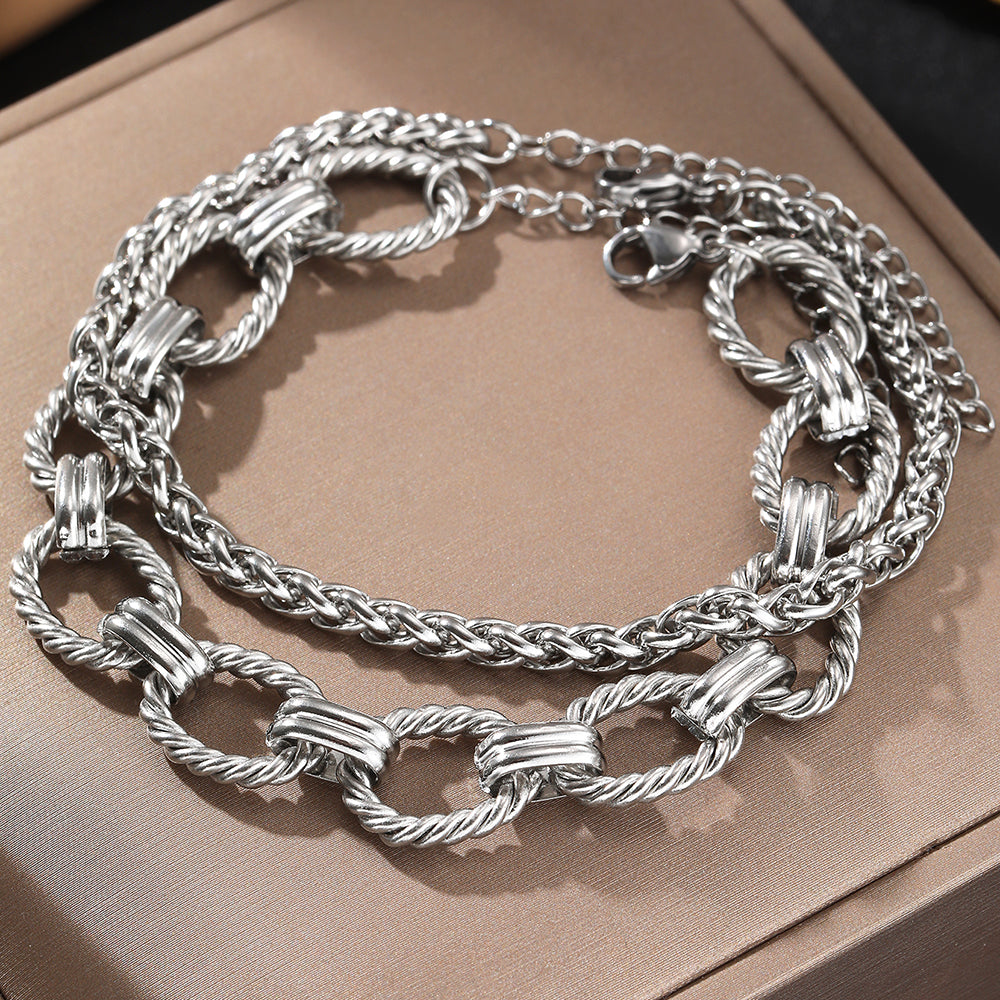 Gold Twisted Link Statement Bracelet