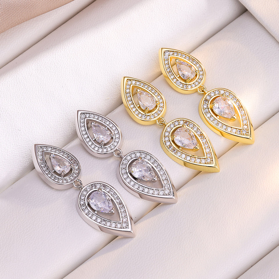 Teardrop Crystal Drop Earrings