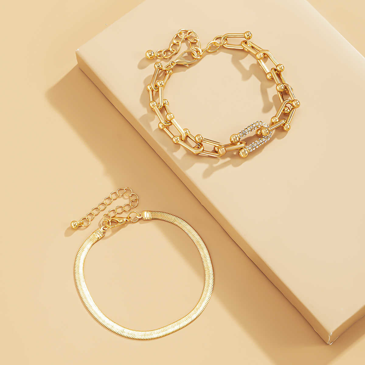 Gold Crystal Link Chain Bracelet