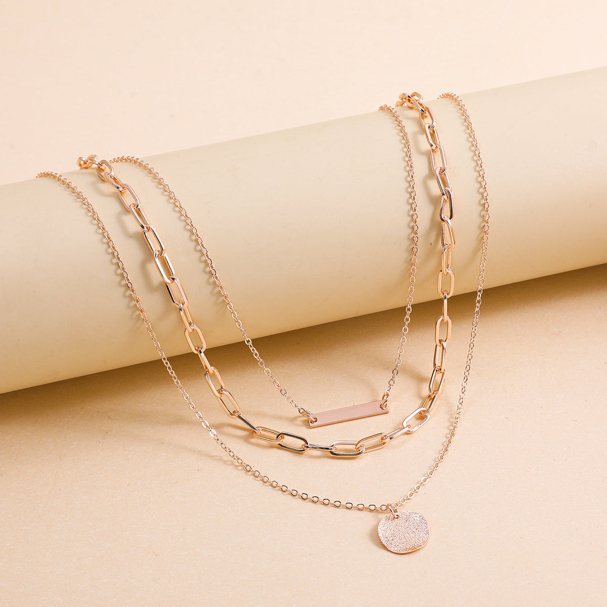 3pc Layered Chain Pendant Necklace Set