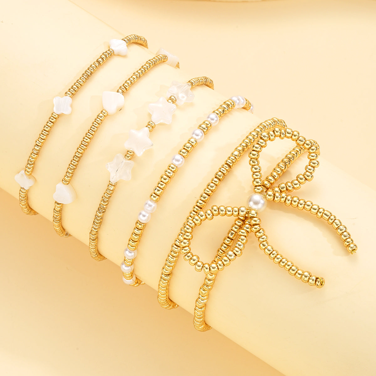 6pc Boho Beaded Charm Bracelet Set