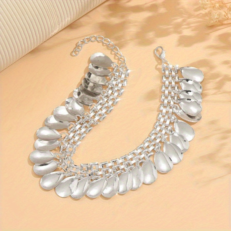 Silver Shoreline Charm Anklet