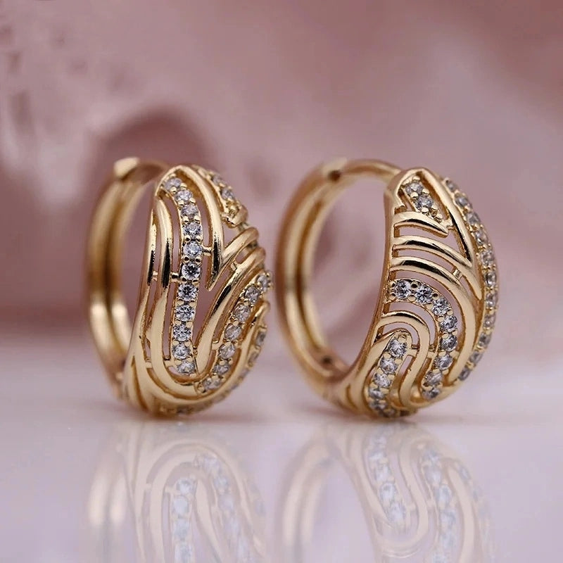 Elegant Swirl Crystal Hoop Earrings