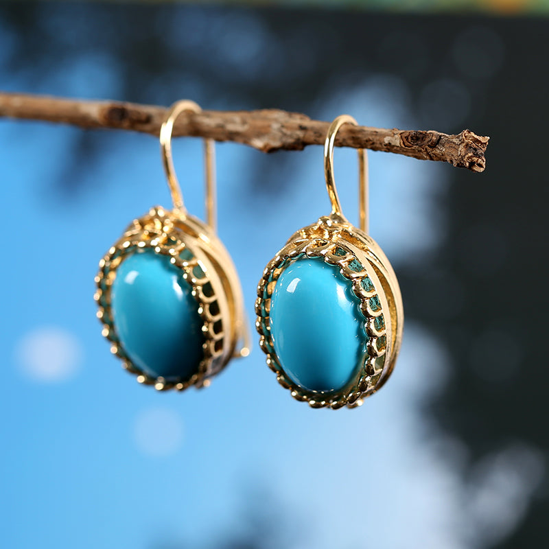Turquoise Oval Drop Earrings
