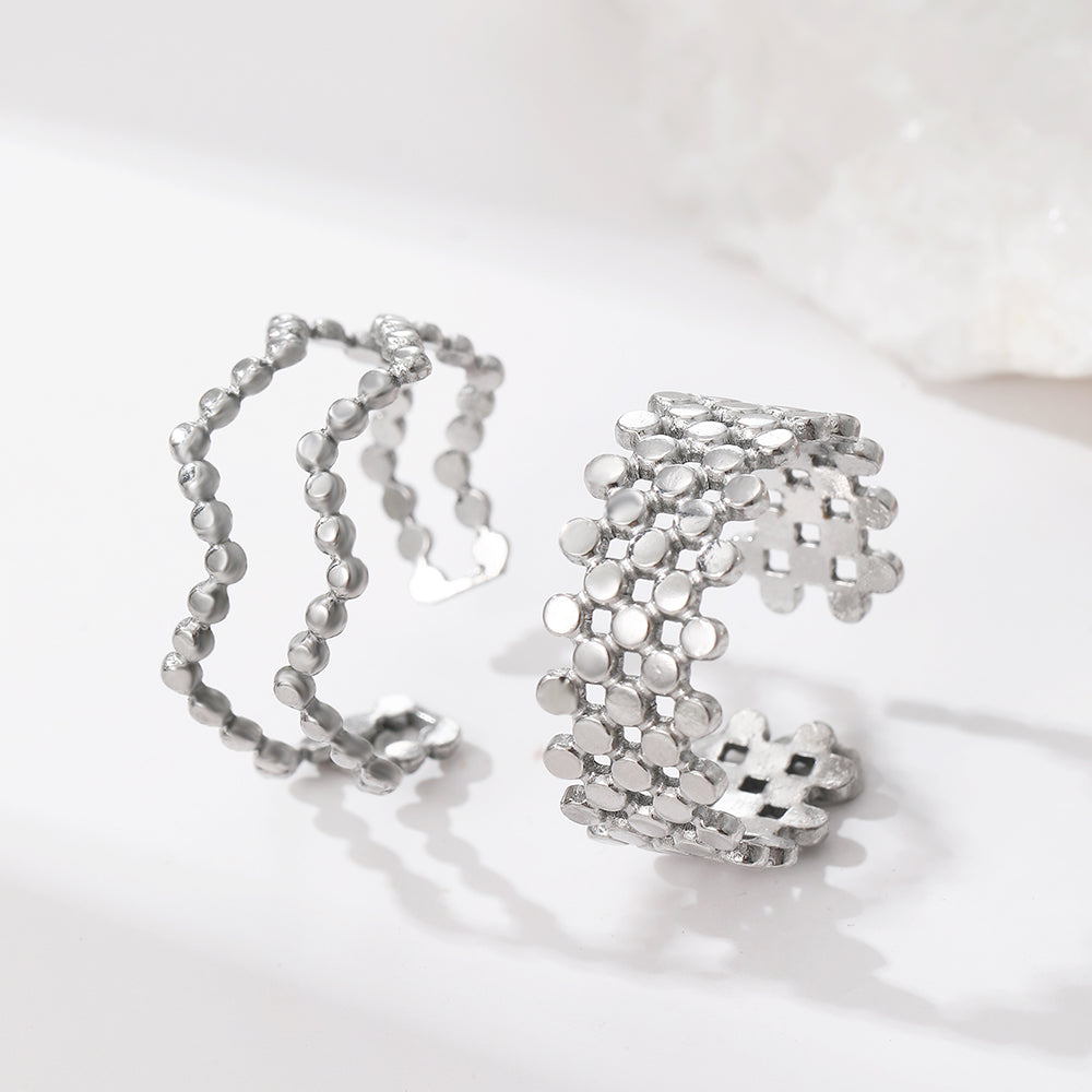 2pc Gold Beaded Adjustable Ring Set