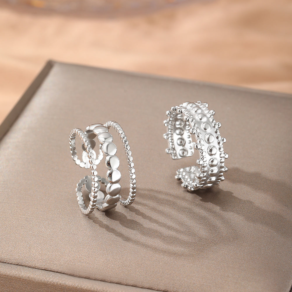 3pc Gold Beaded Ring Stack