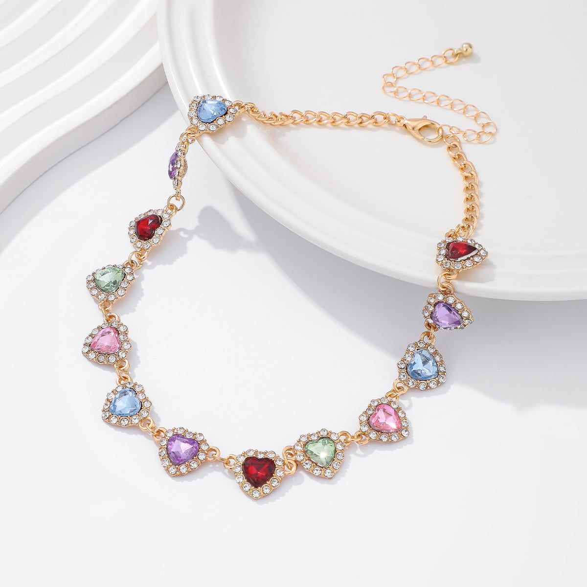 Rhinestone Heart Choker Necklace
