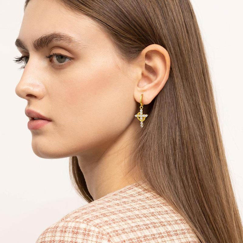 Crown Cross Earrings