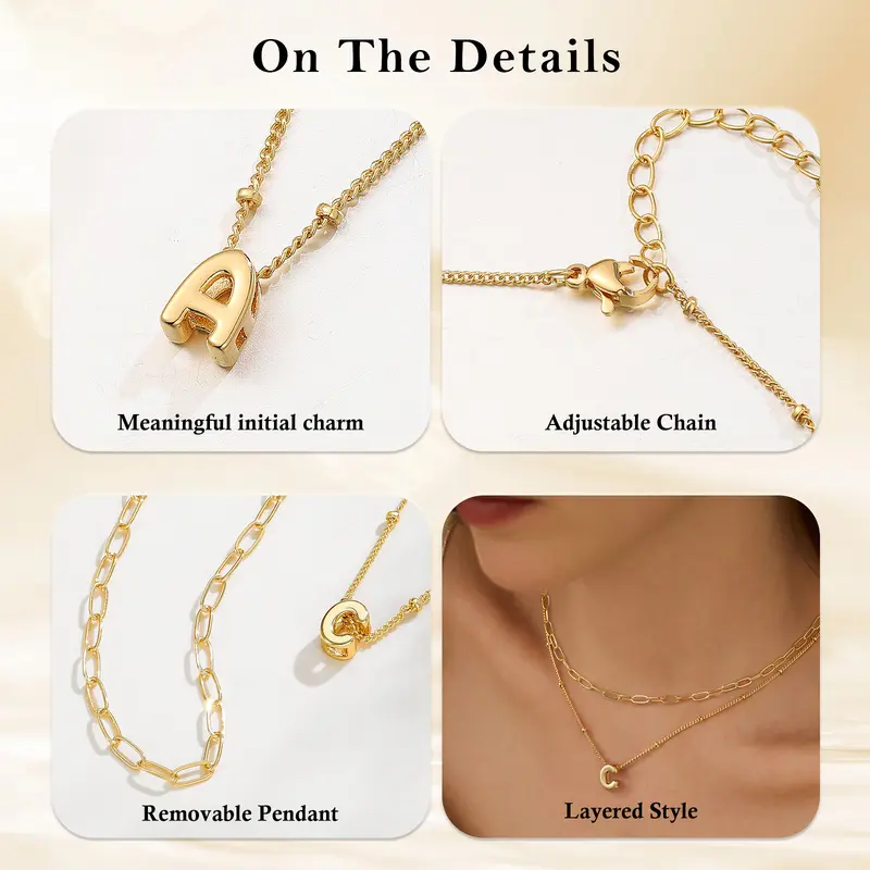 2pc Initial Paperclip Necklace Set