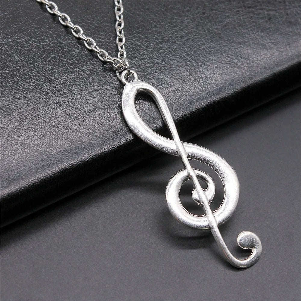 Antique Big Musical Note Necklace