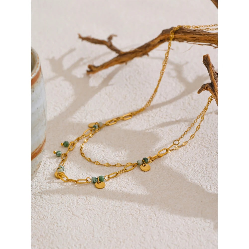 Natural Stone Double Layer Necklace