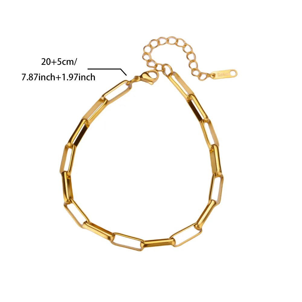 Dainty Large Paper Clip Anklet