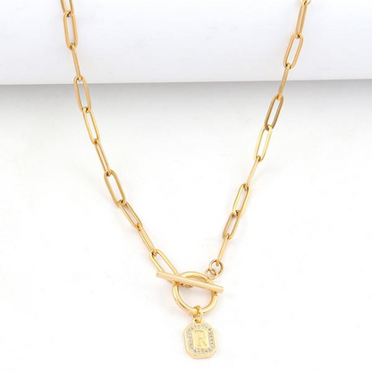 Initial Block Toggle Necklace