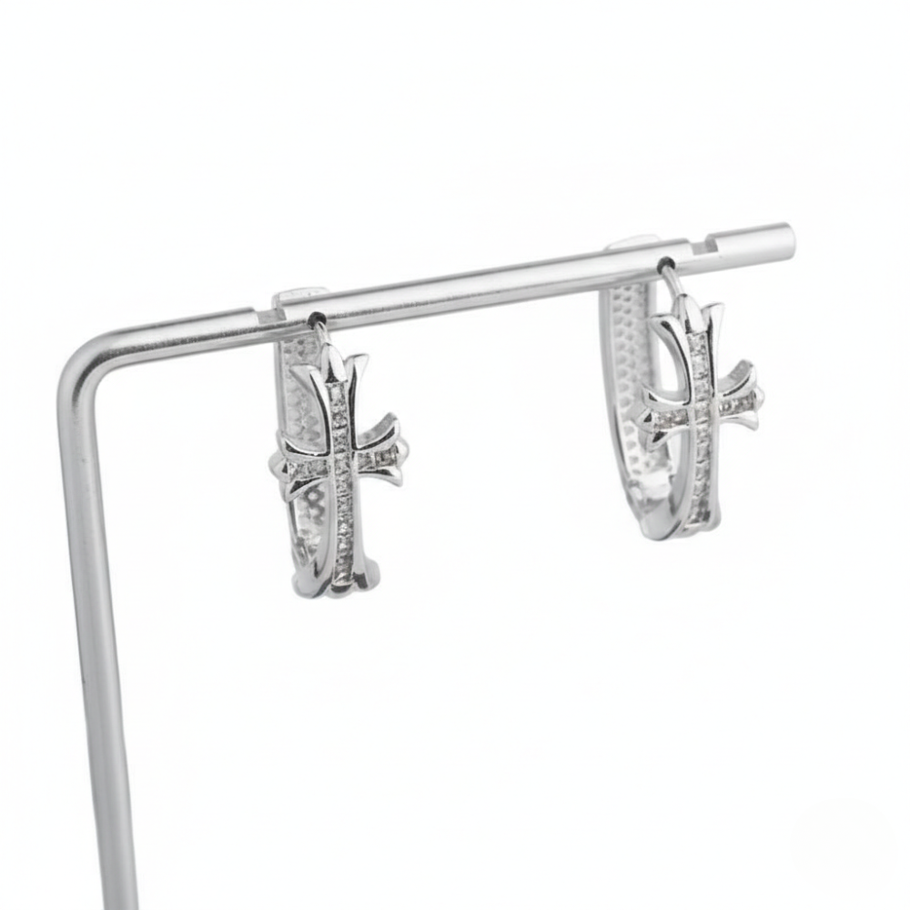 Cross Hoop Earrings
