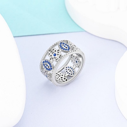925 Sterling Silver Blue Evil Eye Ring