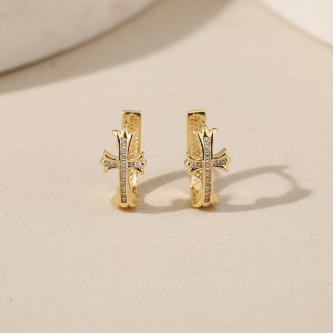 Cross Hoop Earrings