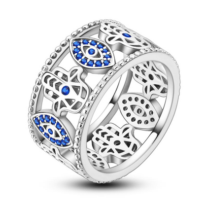 925 Sterling Silver Blue Evil Eye Ring