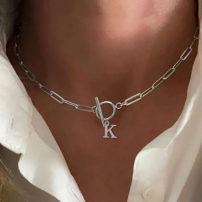 Paperclip Letter Initial Necklace
