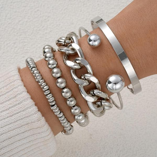 5pc Chunky Stackable Bracelet Set