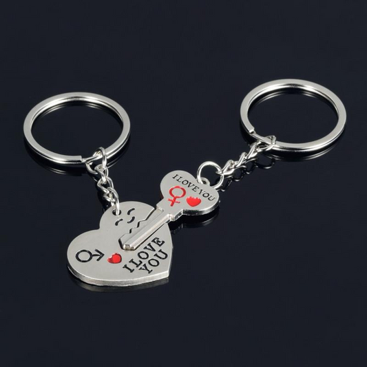 2pc Lovers Heart Keychain Set