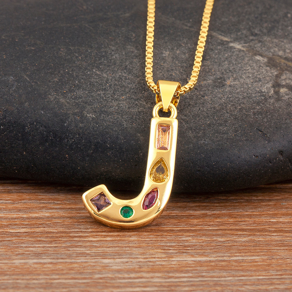 Colorful Gemstone Initial Pendant Necklace