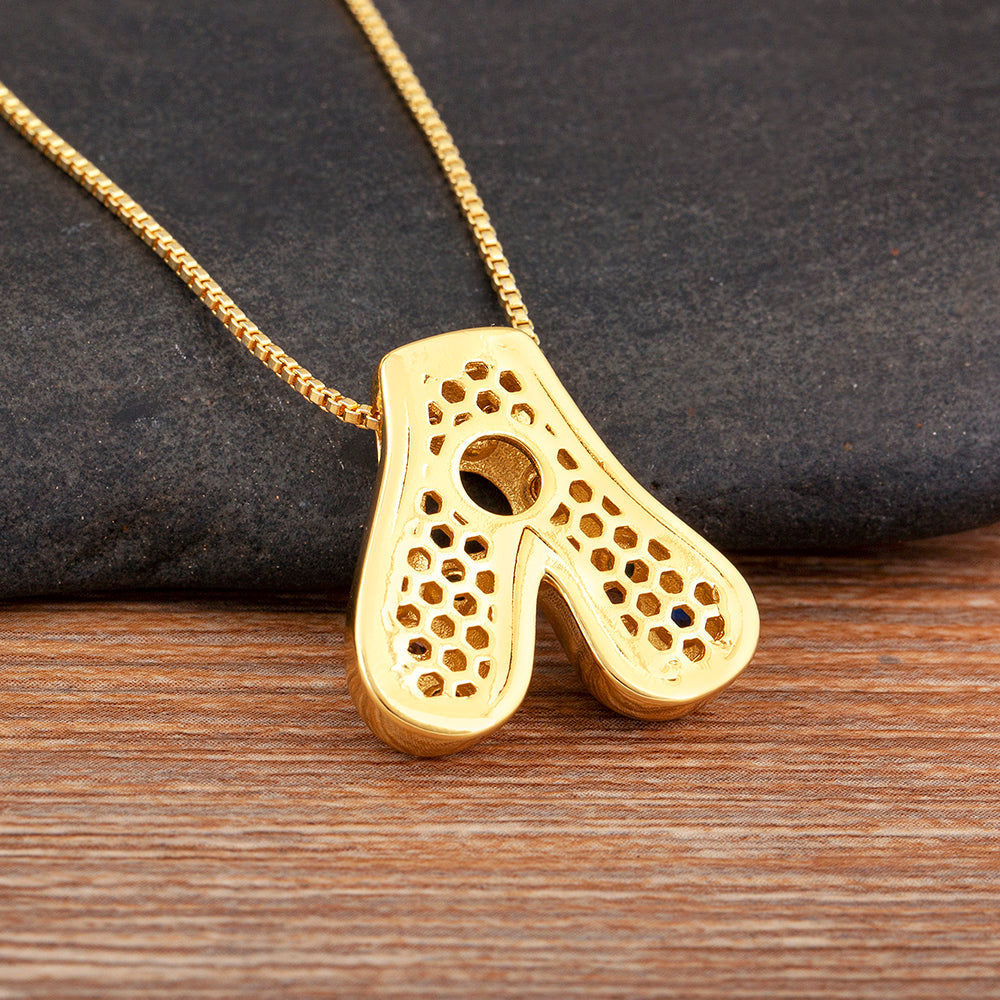 Colorful Gem Bubble Initial Pendant Necklace