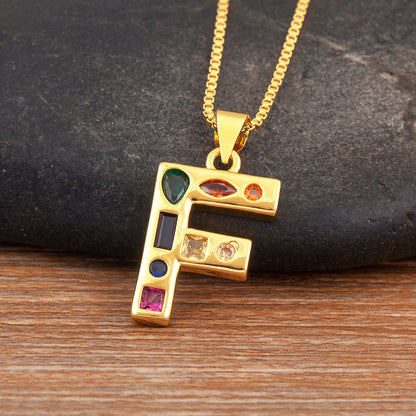 Colorful Gemstone Initial Pendant Necklace
