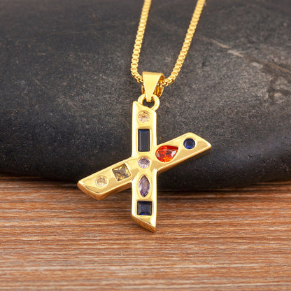 Colorful Gemstone Initial Pendant Necklace