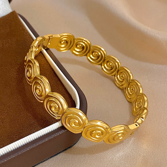 Gold Swirl Pattern Bangle Bracelet