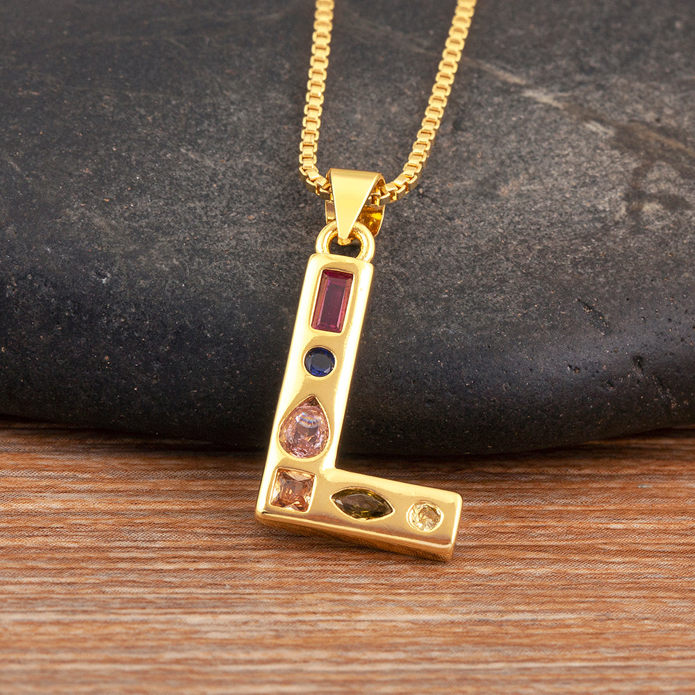 Colorful Gemstone Initial Pendant Necklace