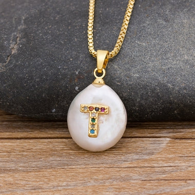 Initial Pearl Pendant Necklace