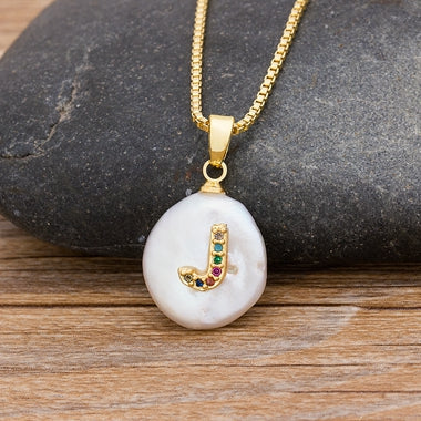 Initial Pearl Pendant Necklace
