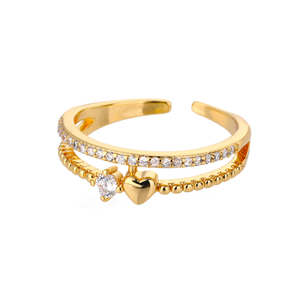 Double Heart Zircon Ring