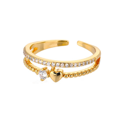 Double Heart Zircon Ring