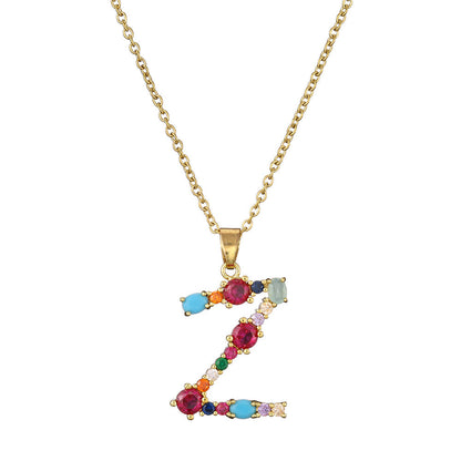 Gold Crystal Initial Pendant Necklace