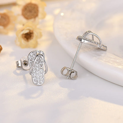 Crystal Flip Flop Stud Earrings
