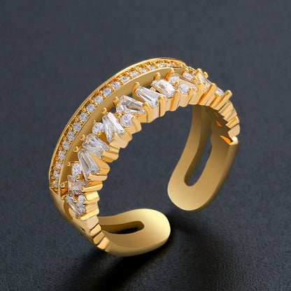 Adjustable Baguette CZ Statement Ring