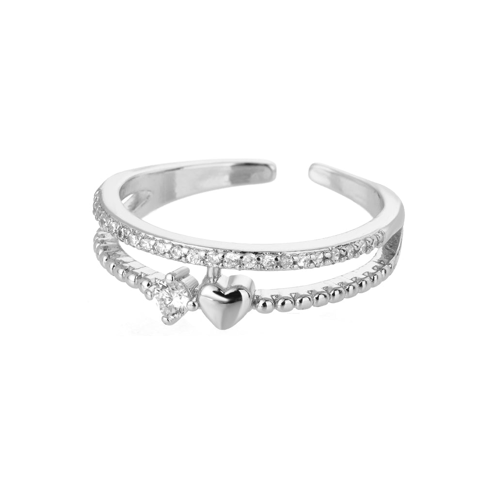 Double Heart Zircon Ring