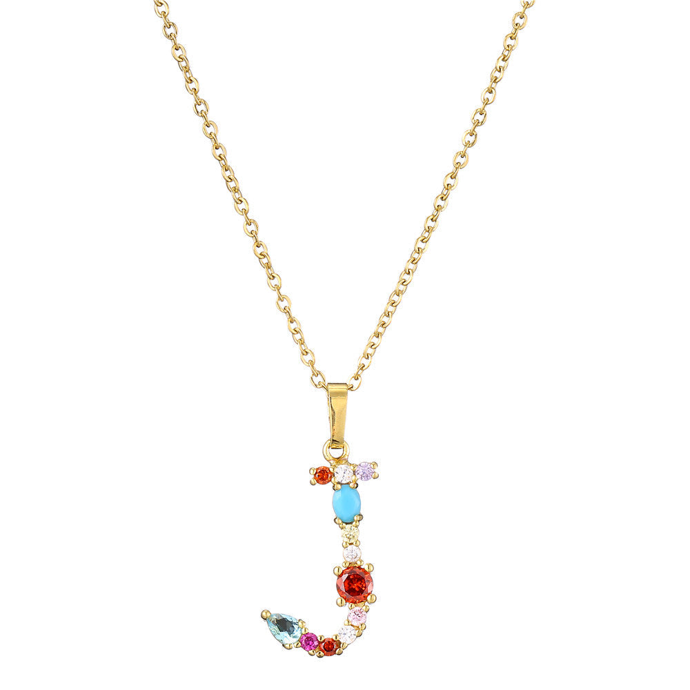 Gold Crystal Initial Pendant Necklace